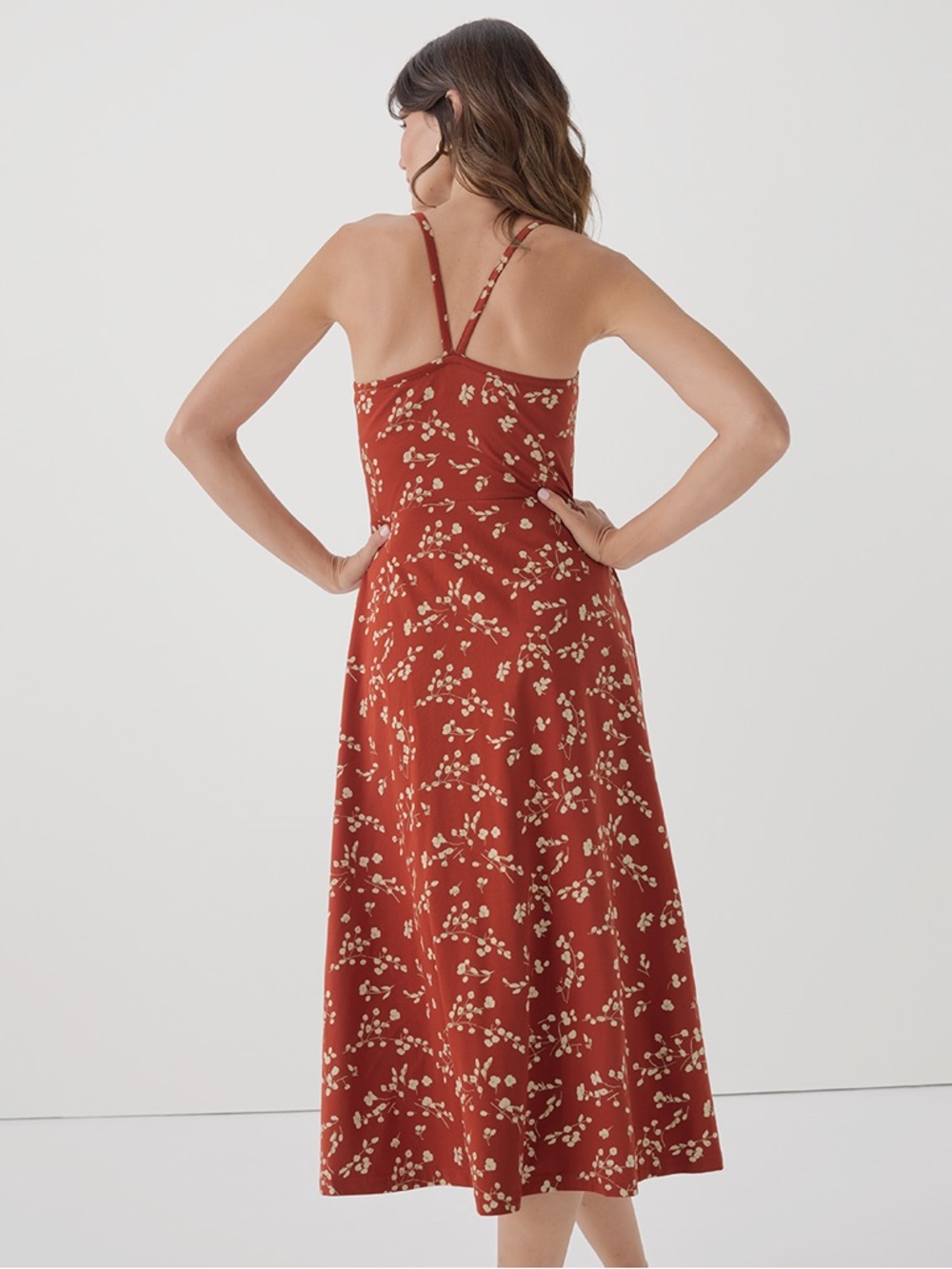 Pact Rust Floral Midi Dress - Picture 4 of 13